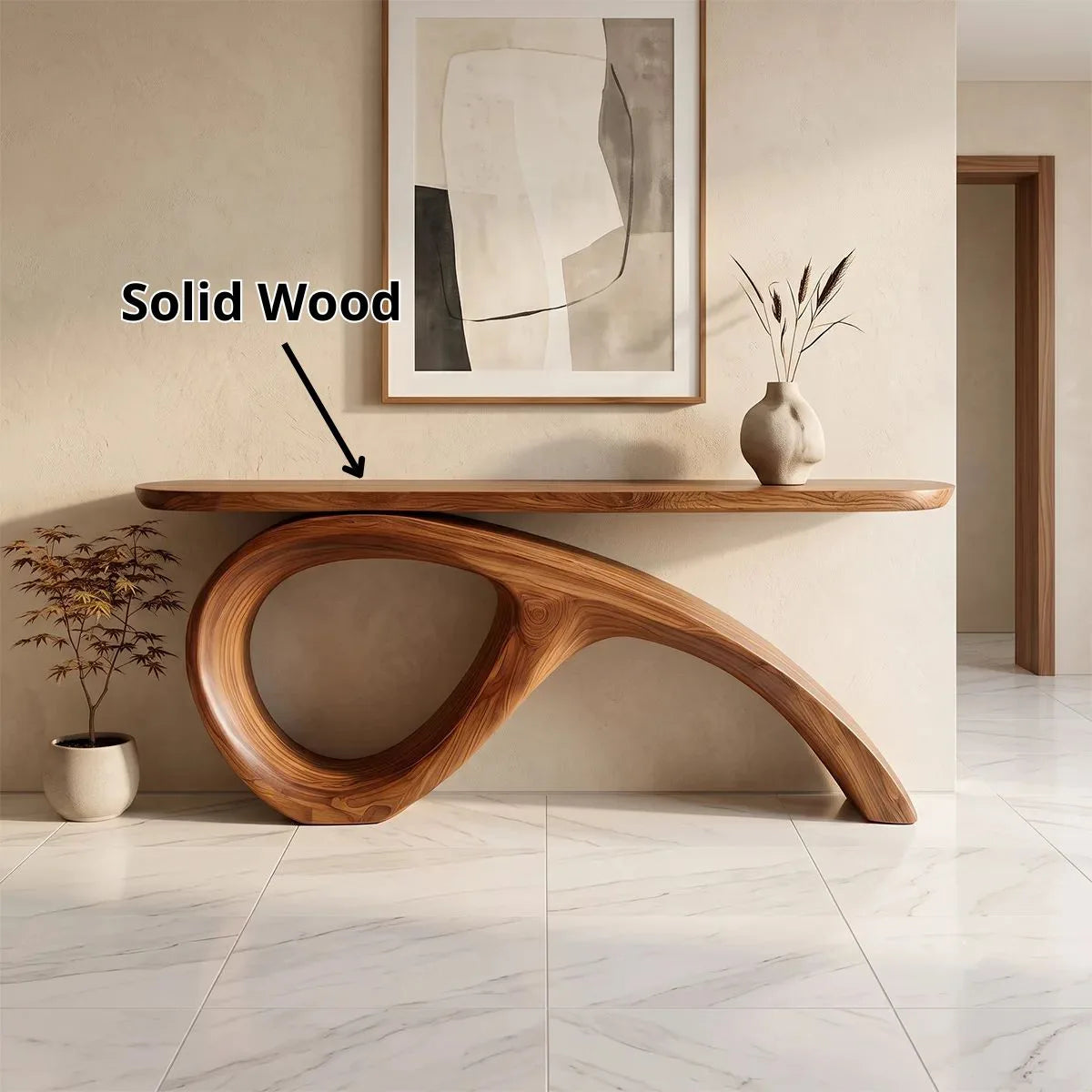 Modern Organic Console Table | Sculptural Entryway Table with Asymmetrical Loop Base TH003-2069