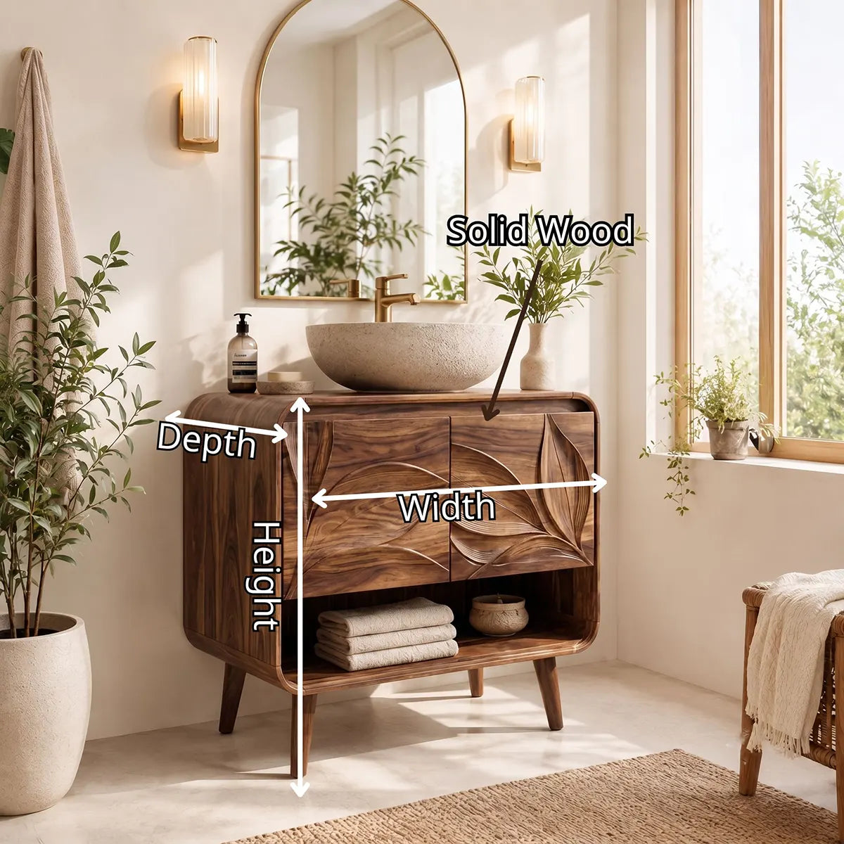 Leaf Carved Single Sink Bathroom Vanity Cabinet TT006-6917