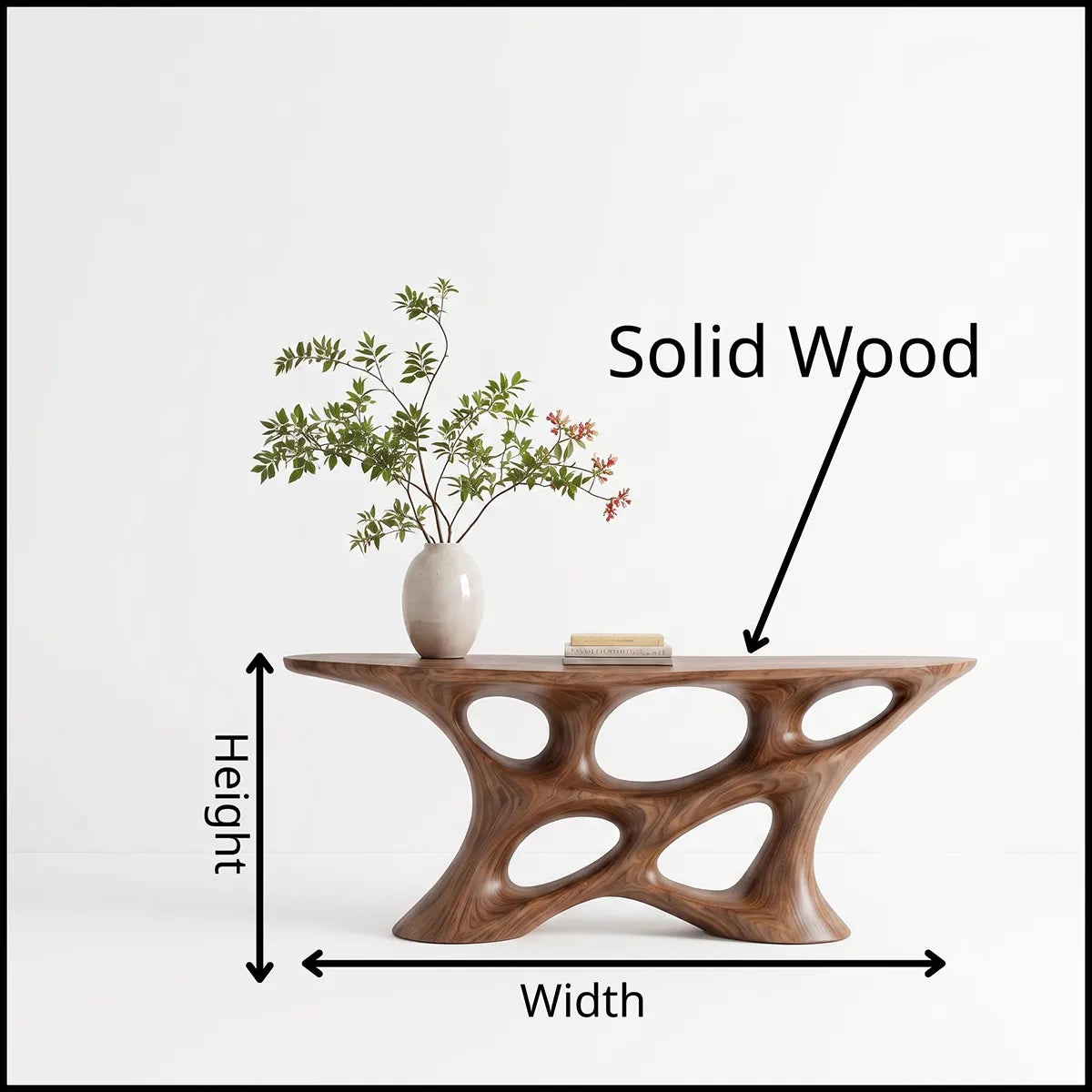 Modern Organic Sculptural Console Table | Solid Wood Entryway Hallway Accent Table TT006-5133