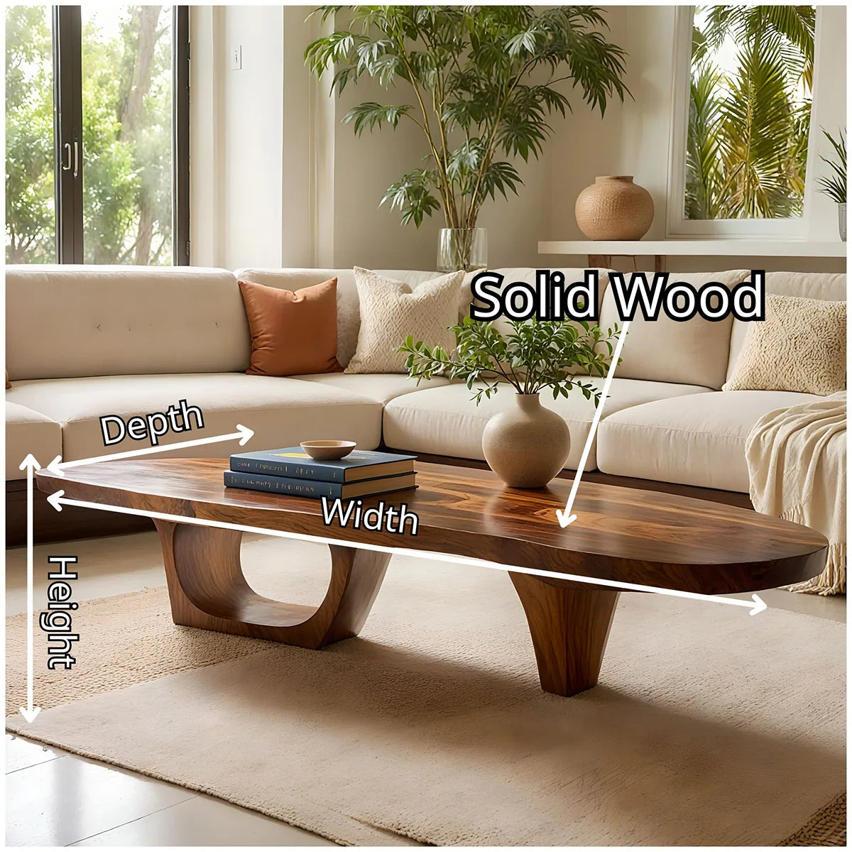 Organic Solid Wood Coffee Table | Freeform Coffee Table for Modern Living Room TT006-2637