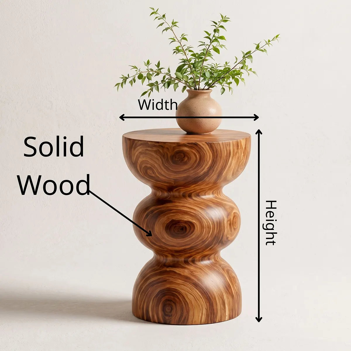 Sculptural Triple Bubble Wood End Table | Round Pedestal Side Table TT006-1NPX6WQ