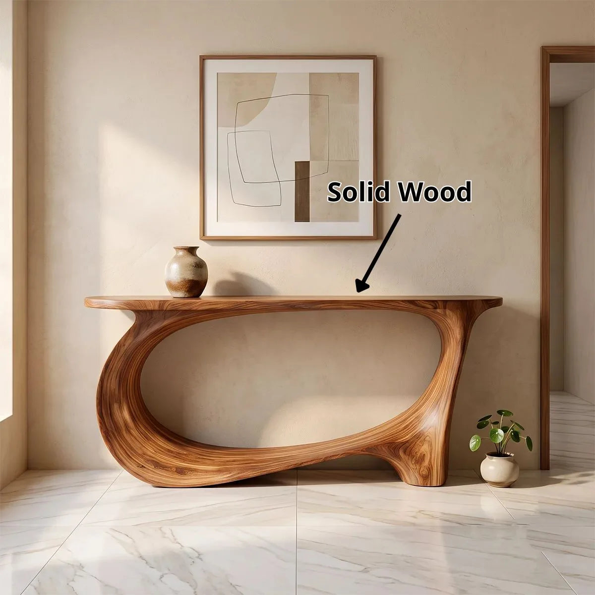 Modern Organic Console Table | Sculptural Entryway Table with Continuous Loop Base TH003-6488