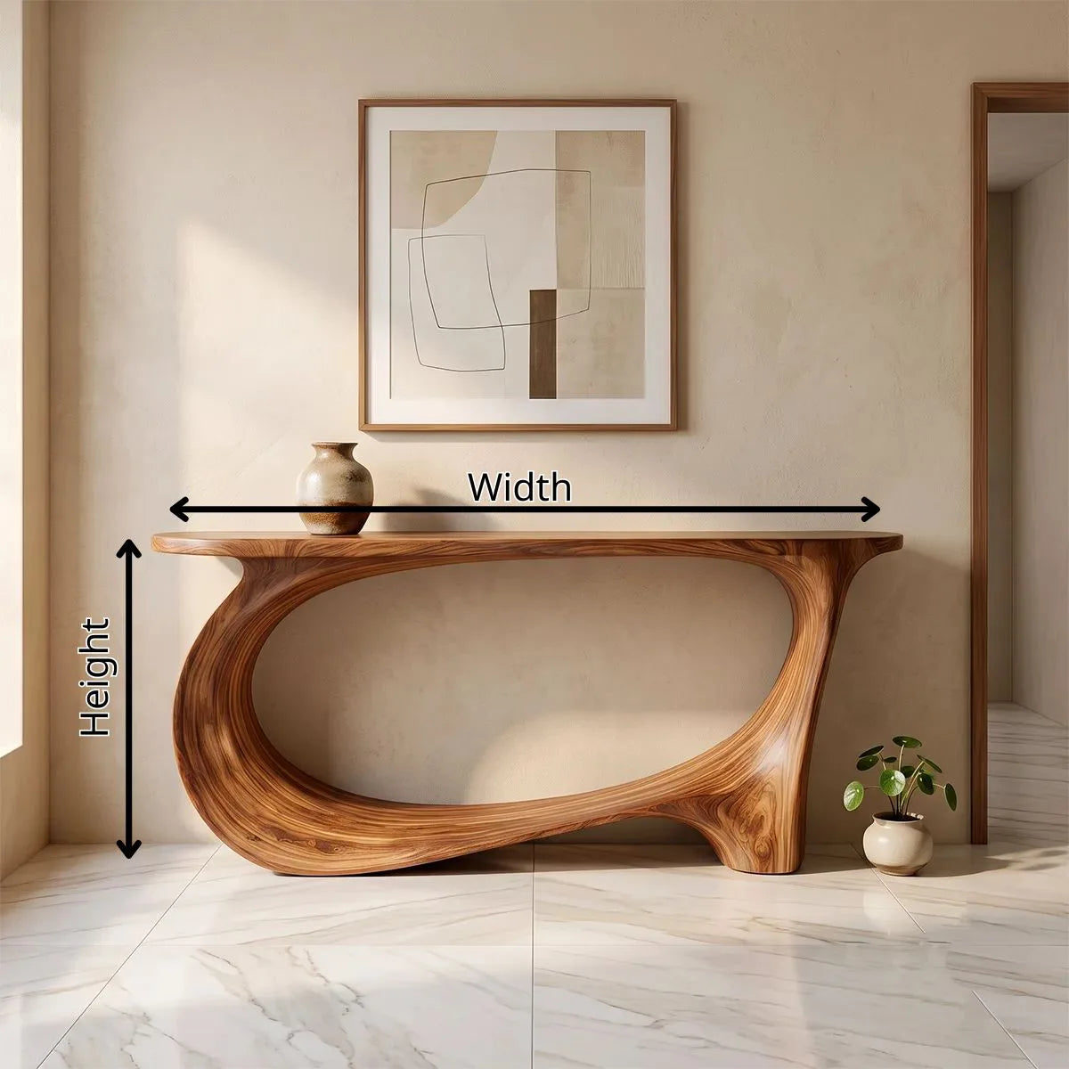 Modern Organic Console Table | Sculptural Entryway Table with Continuous Loop Base TH003-6488