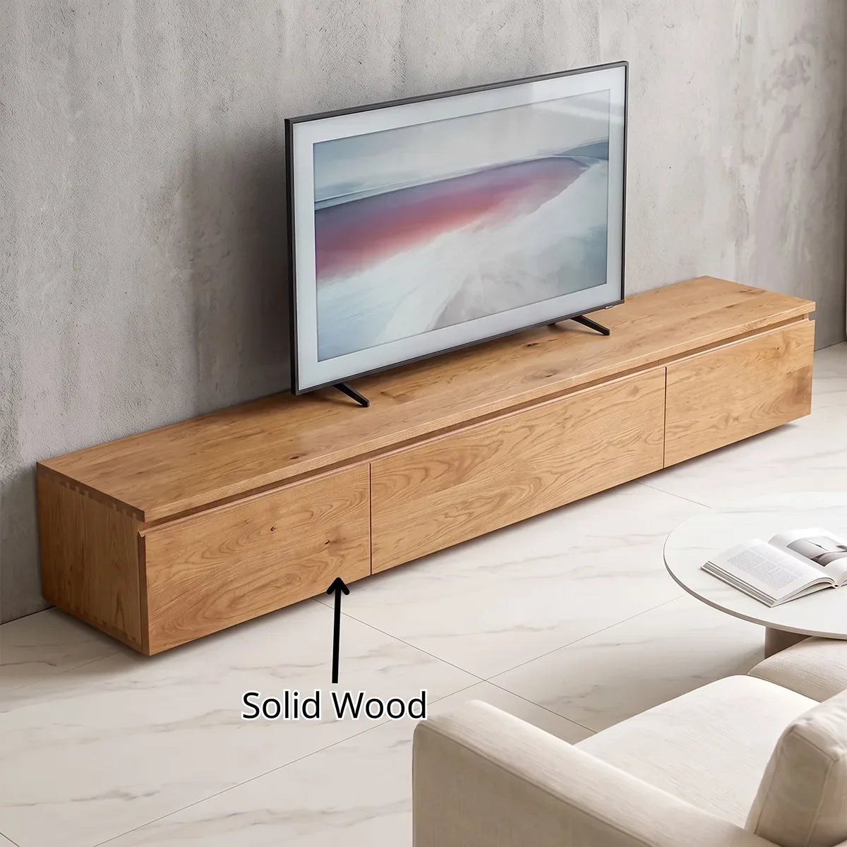 Modern Low Profile TV Stand with 3 Drawers | Minimalist Long Media Console TH003-8GTN1YT