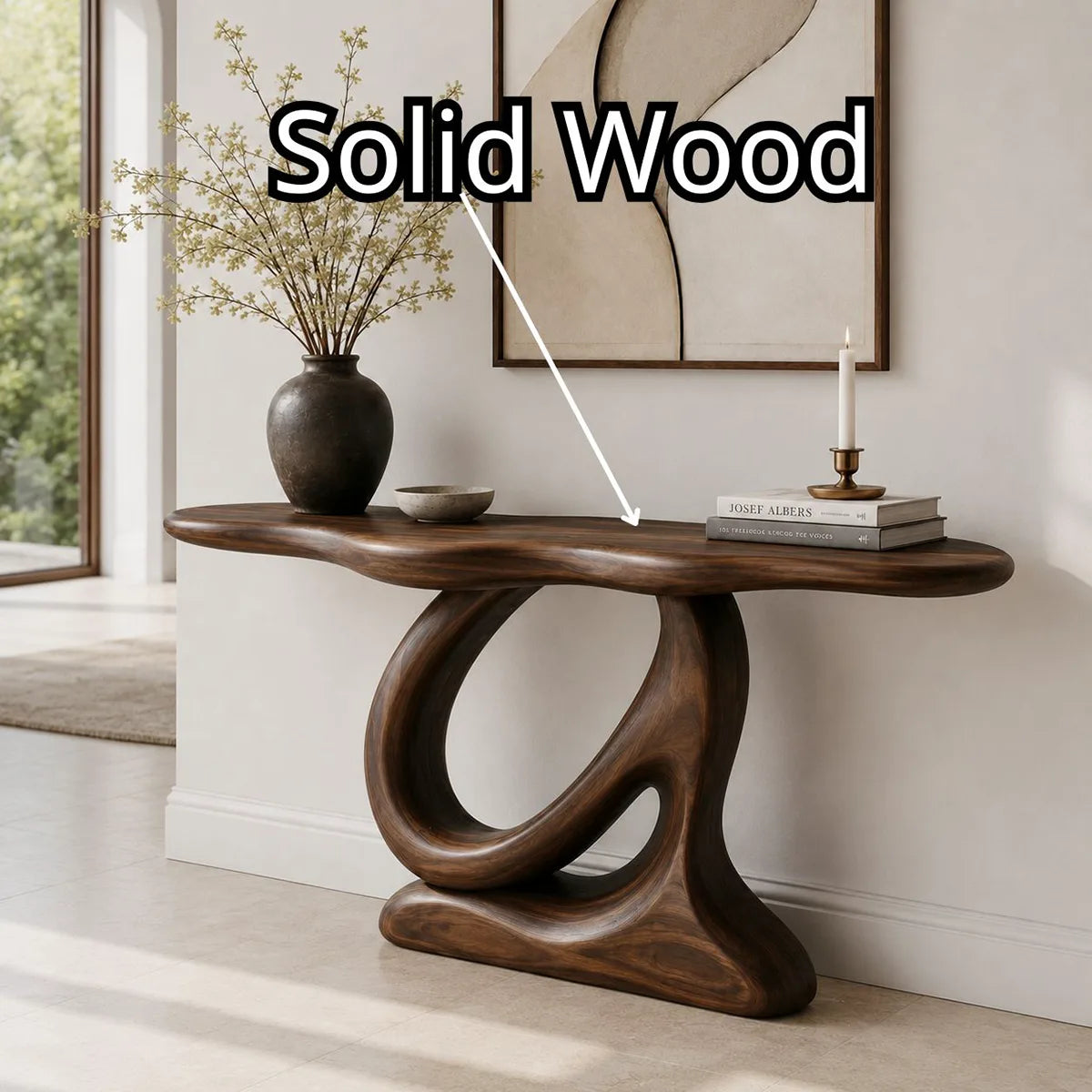 Solid Wood Console Table | Organic Modern Hallway Table