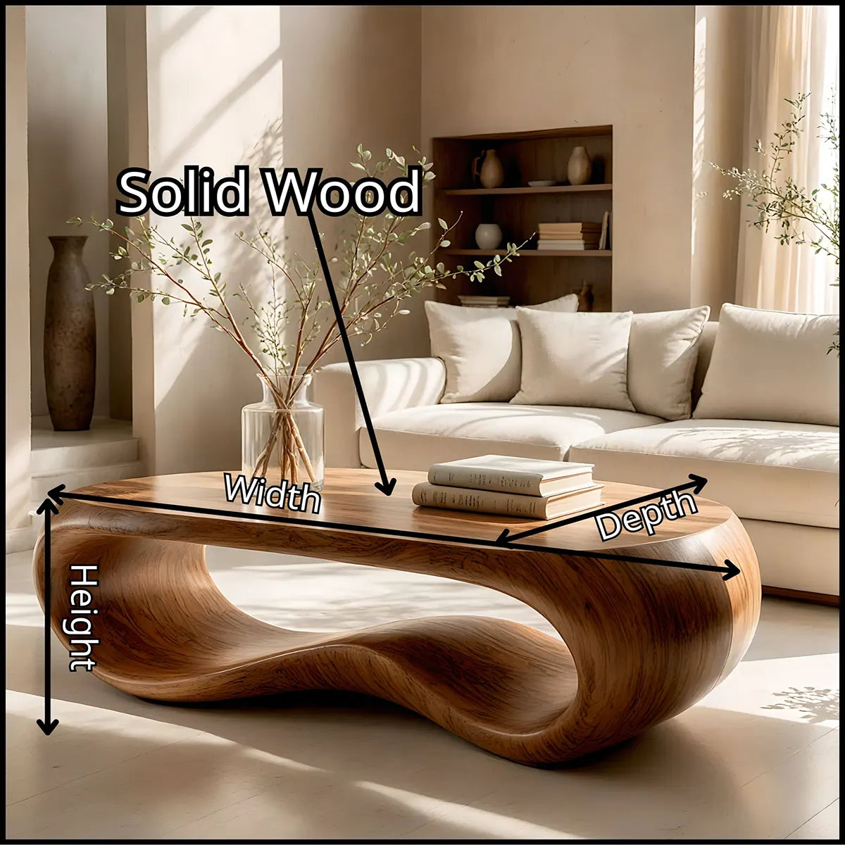 Modern Oval Coffee Table | Sculptural Waterfall Center Table for Contemporary Living Room TT006-2927