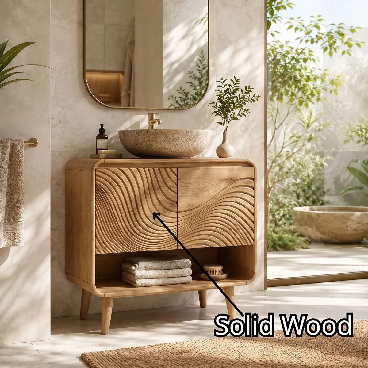 Curved Wave Single Sink Bathroom Vanity Cabinet TT006-7212