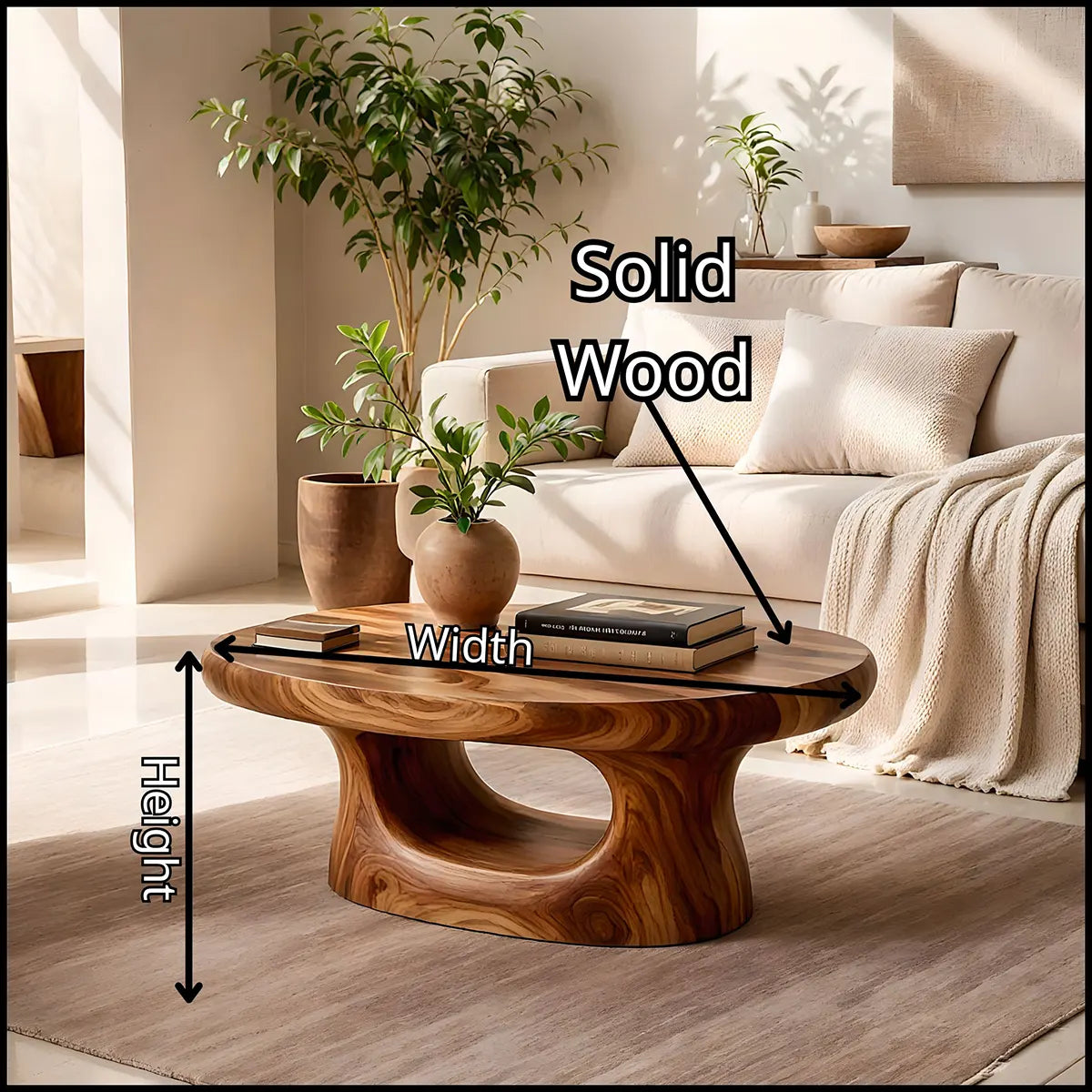 Modern Oval Coffee Table | Organic Sculptural Cocktail Table for Contemporary Living Room TT006-8612