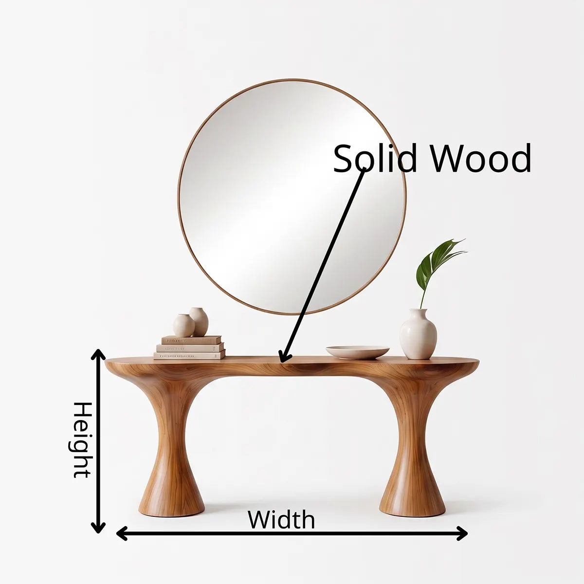 Modern Pedestal Console Table | Solid Wood Entryway Hallway Accent Table with Sculptural Tapered Base TT006-9355