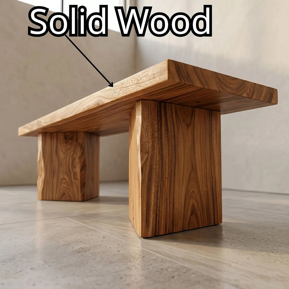 Handcrafted Solid Wood Outdoor Bench Minimalist Patio Garden Bench