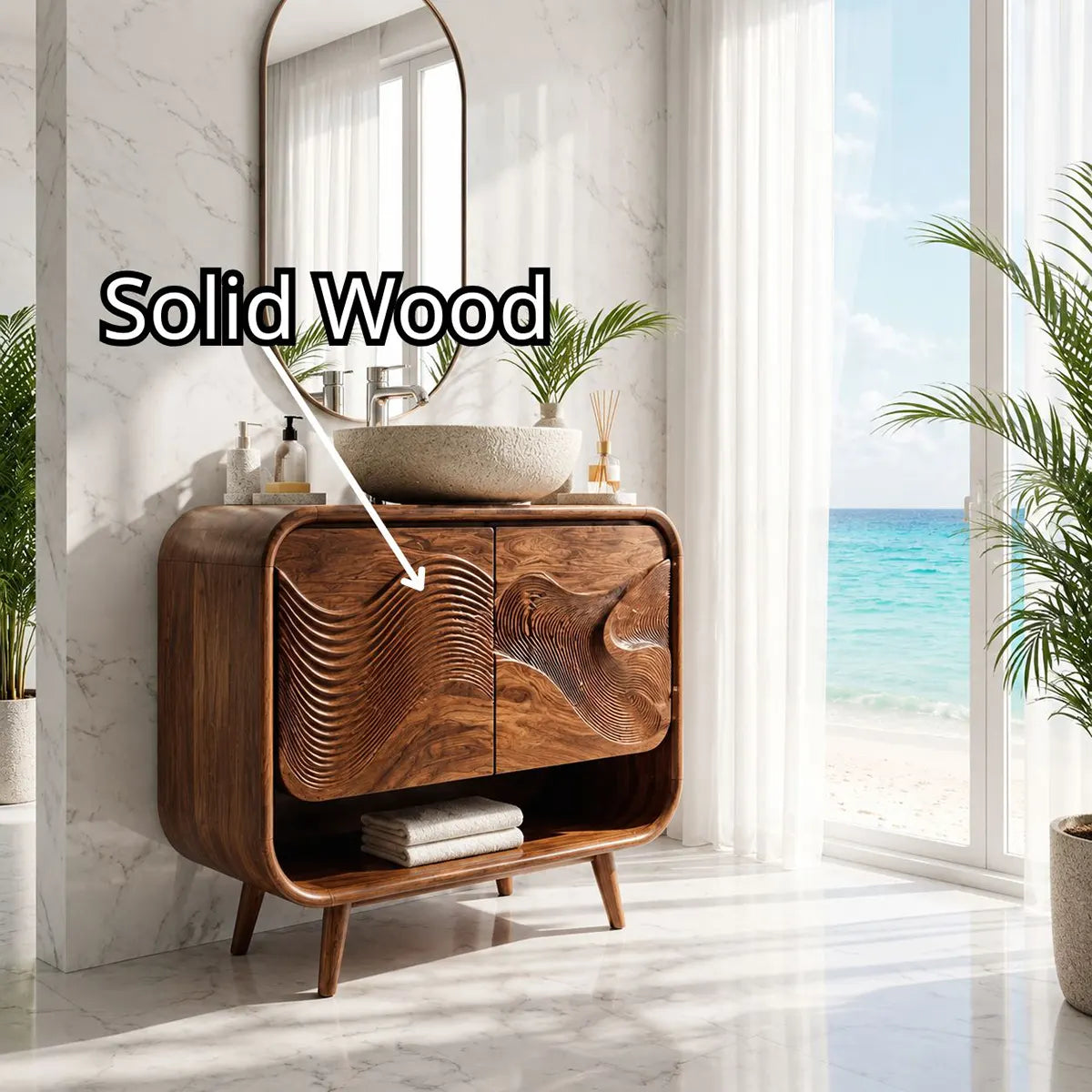 Sculpted Wave Front Bathroom Vanity Cabinet TT006-1168