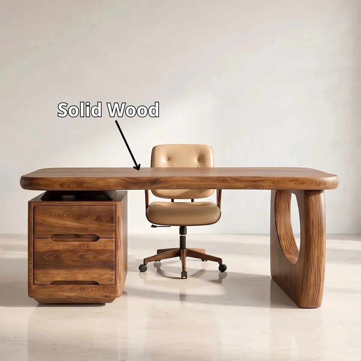 Luxury Executive Desk | Modern Sculptural Office Desk with Storage TH003-7959