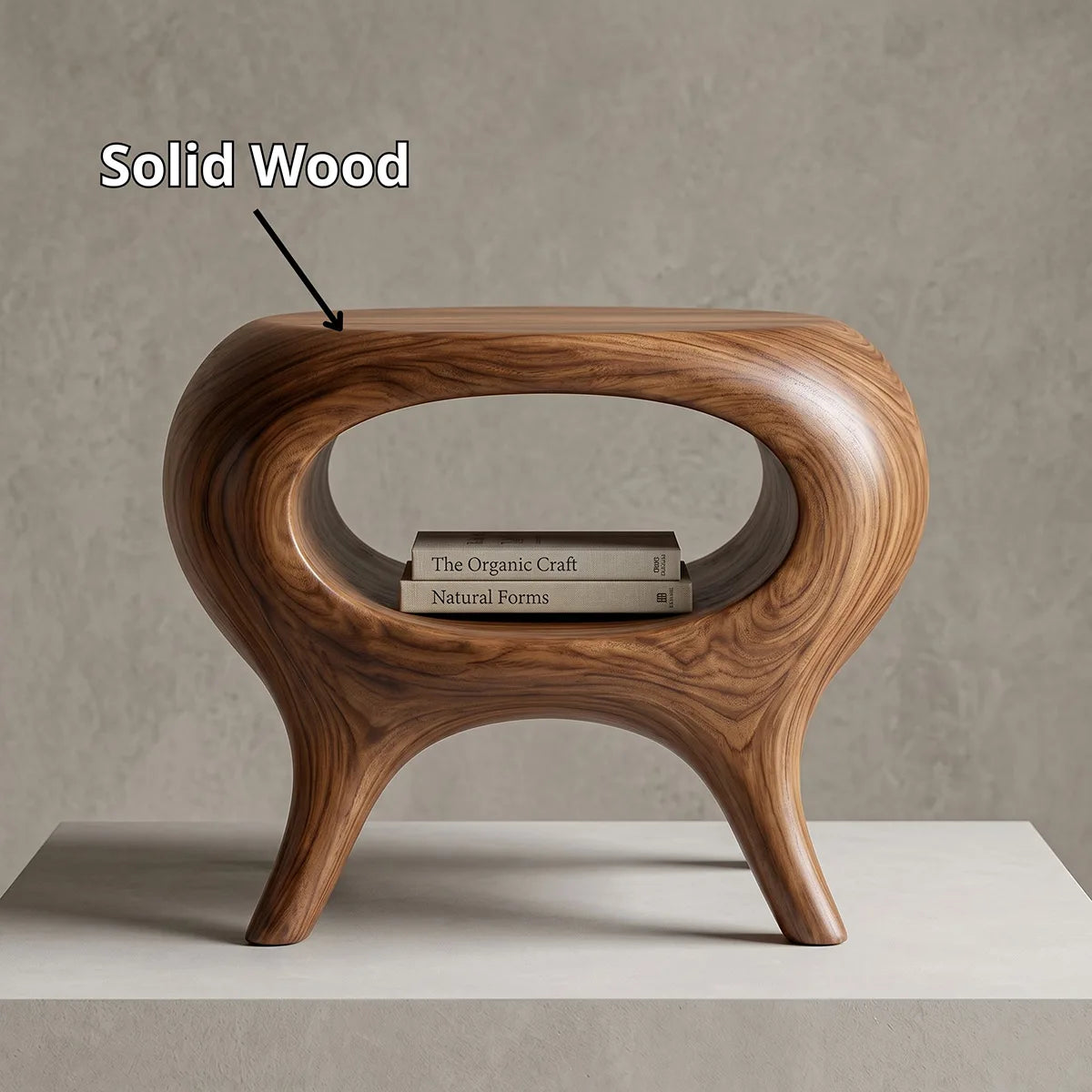 Organic Sculptural Nightstand with Open Storage Shelf TH003-1471