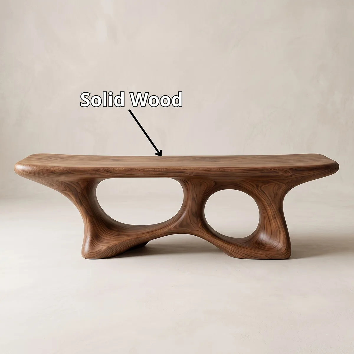Sculptural Entryway Bench, Organic Modern Bench with Architectural Openwork Base TH003-5014