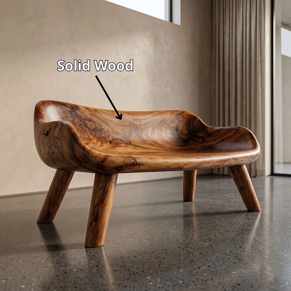 Organic Sculptural Garden Bench with Integrated Curved Backrest TH003-2560