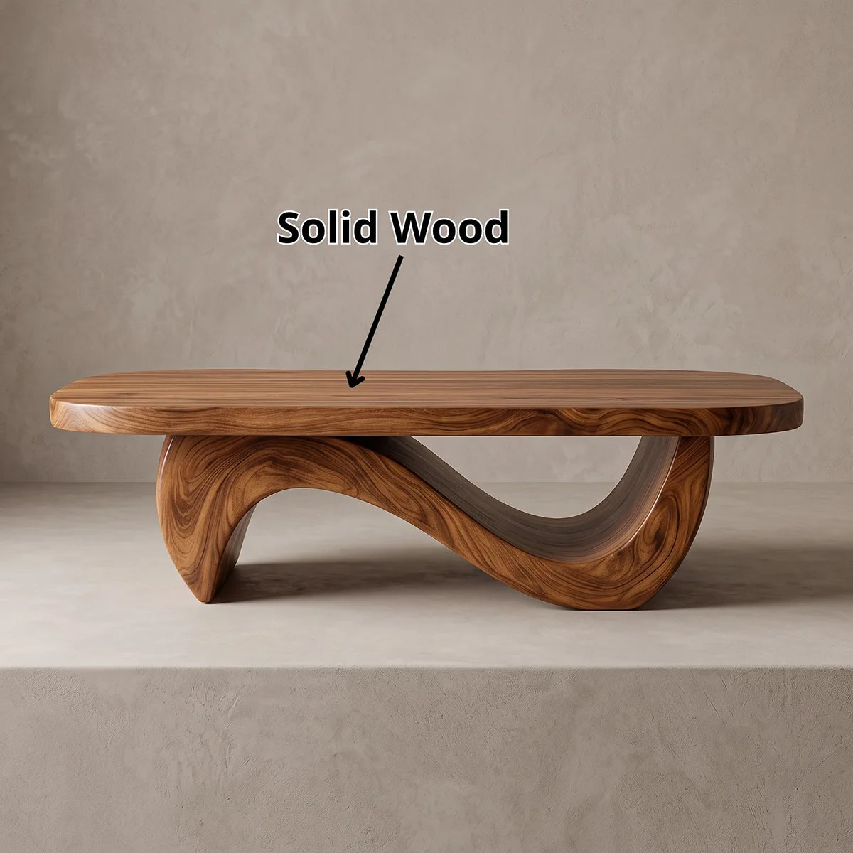 Modern Organic Coffee Table | Sculptural Solid Wood Oval Cocktail Table TH003-8610