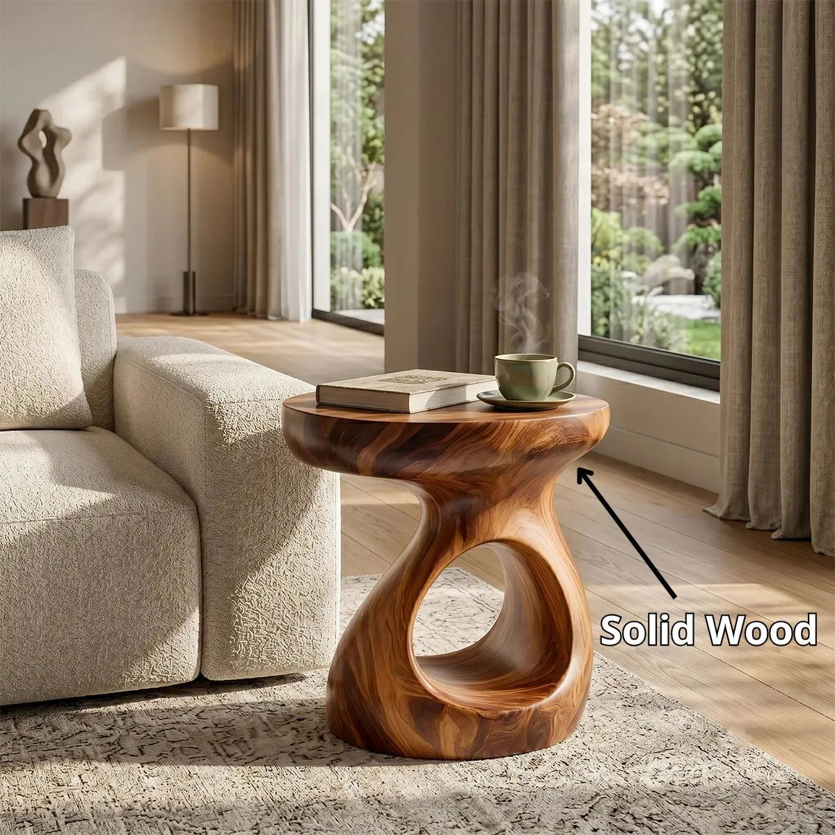 Organic Hourglass End Table with Sculptural Open-Center Design TH003-9772