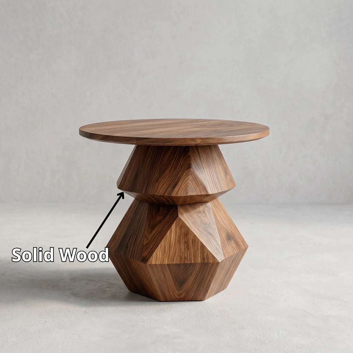 Modern Geometric Pedestal End Table with Sculptural Base TH003-4022