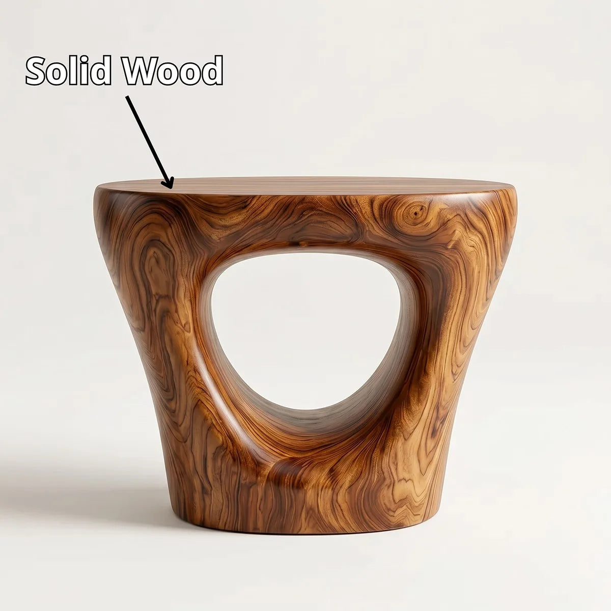 Organic Sculptural End Table, Modern Accent Table with Open-Cut Pedestal Design TH003-4376