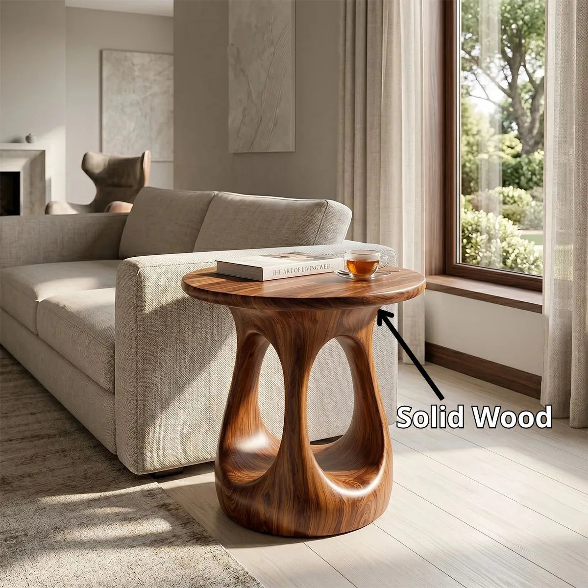 Dual Arch Sculptural End Table, Modern Round Side Table for Living Room TH003-3615