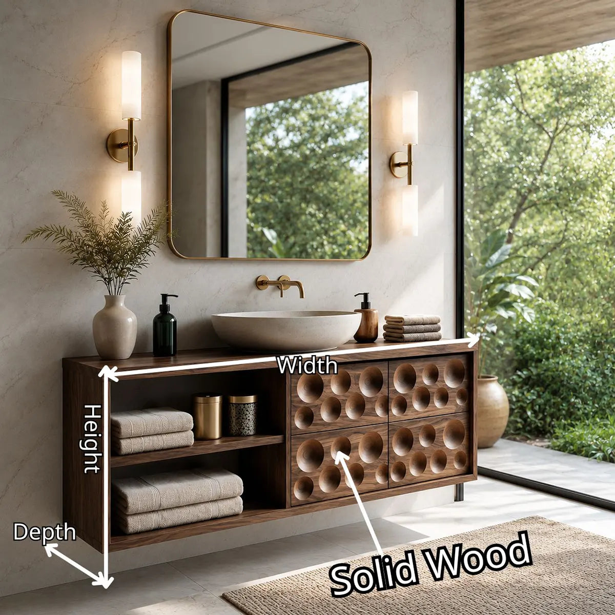 Circular Carved Floating Bathroom Vanity Cabinet TT006-5459