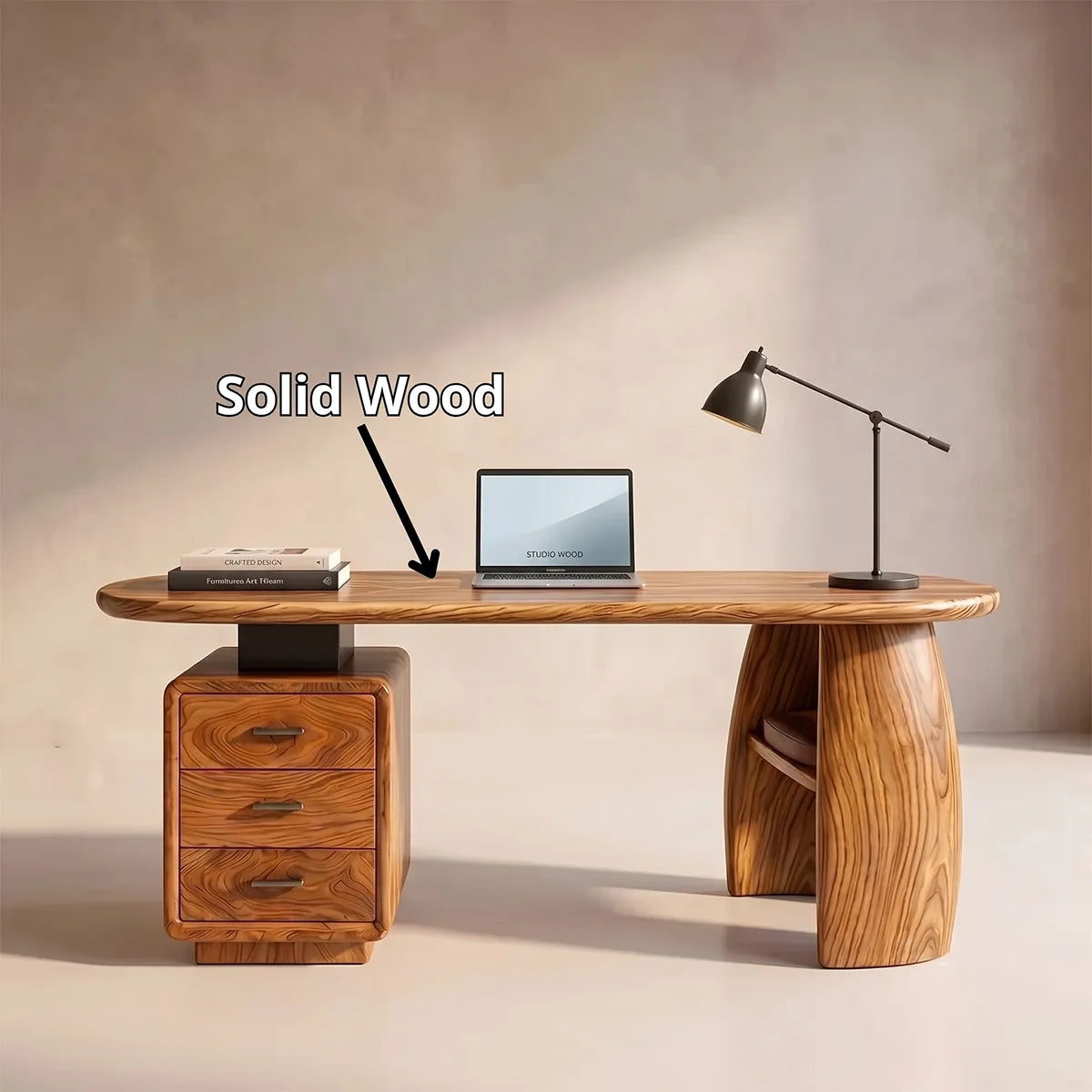 Organic Modern Executive Desk | Contemporary Office Desk with Storage TH003-6424