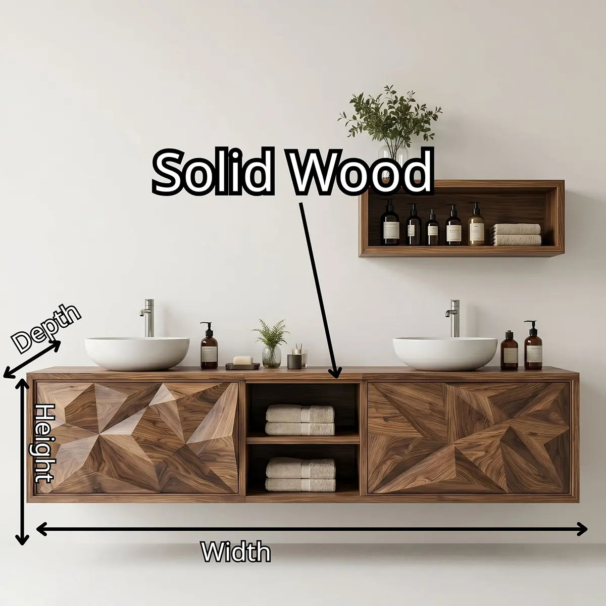 Modern Geometric Floating Double Sink Bathroom Vanity TT006-6733