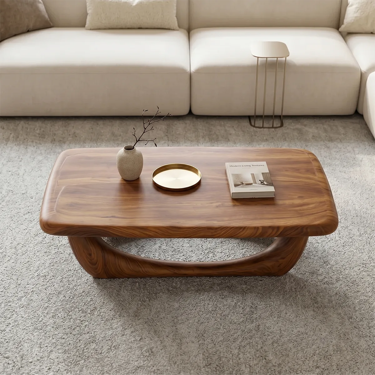 Modern Solid Wood Coffee Table – Sculptural Openwork Design TH003-7338
