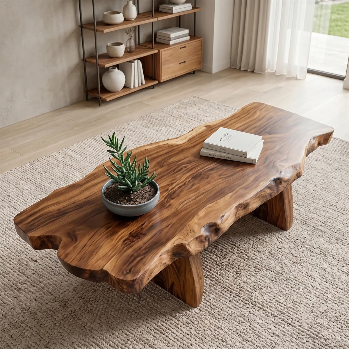 Live Edge Solid Wood Coffee Table – Rustic Organic Design TH003-1413