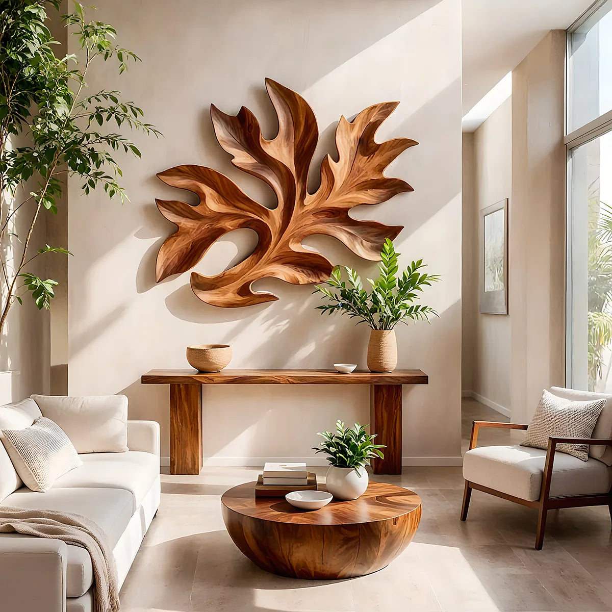 Abstract Tropical Leaf Wood Wall Art | Botanical Wooden Wall Decor for Bedroom, Living Room & Modern Home TT006-5147