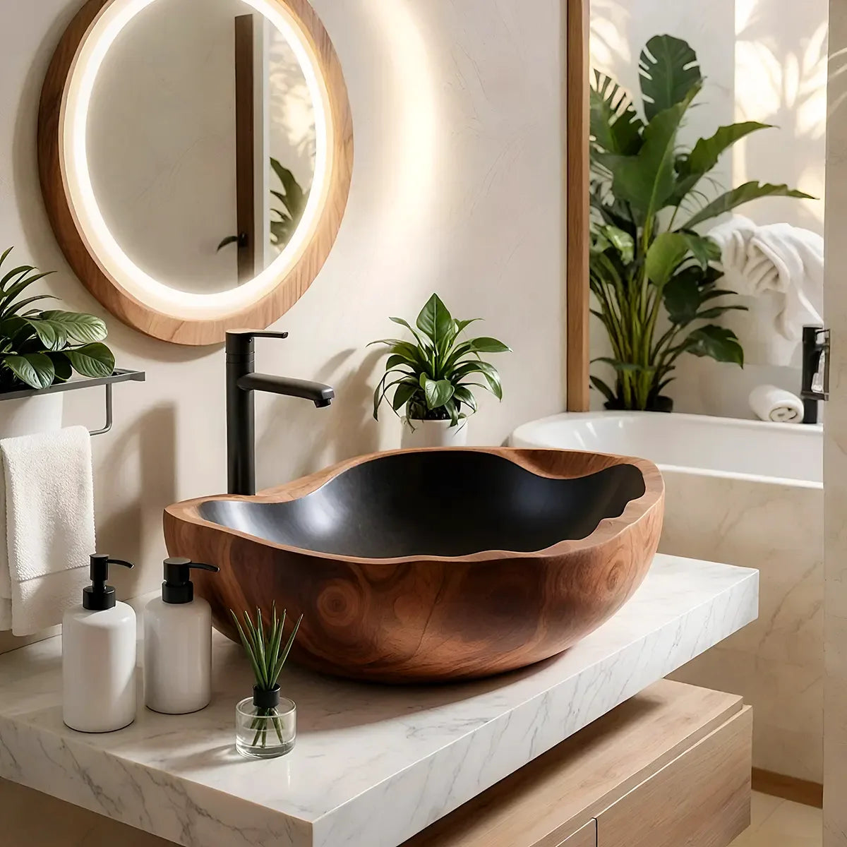 Organic Sculptural Vessel Sink | Asymmetrical Countertop Bathroom Basin TT006-4GZO8GS