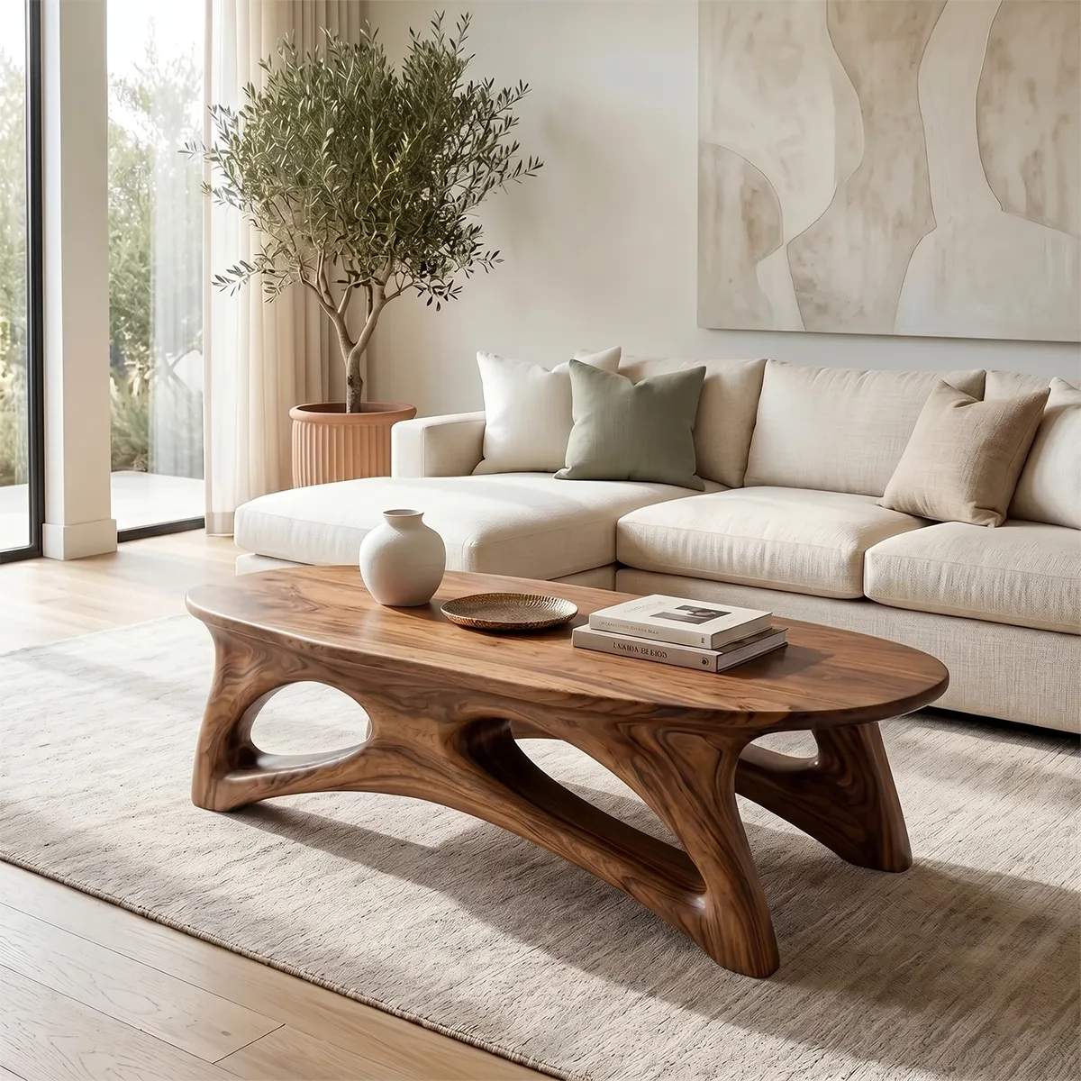 Organic Solid Wood Coffee Table – Sculptural Modern Design TH003-7847