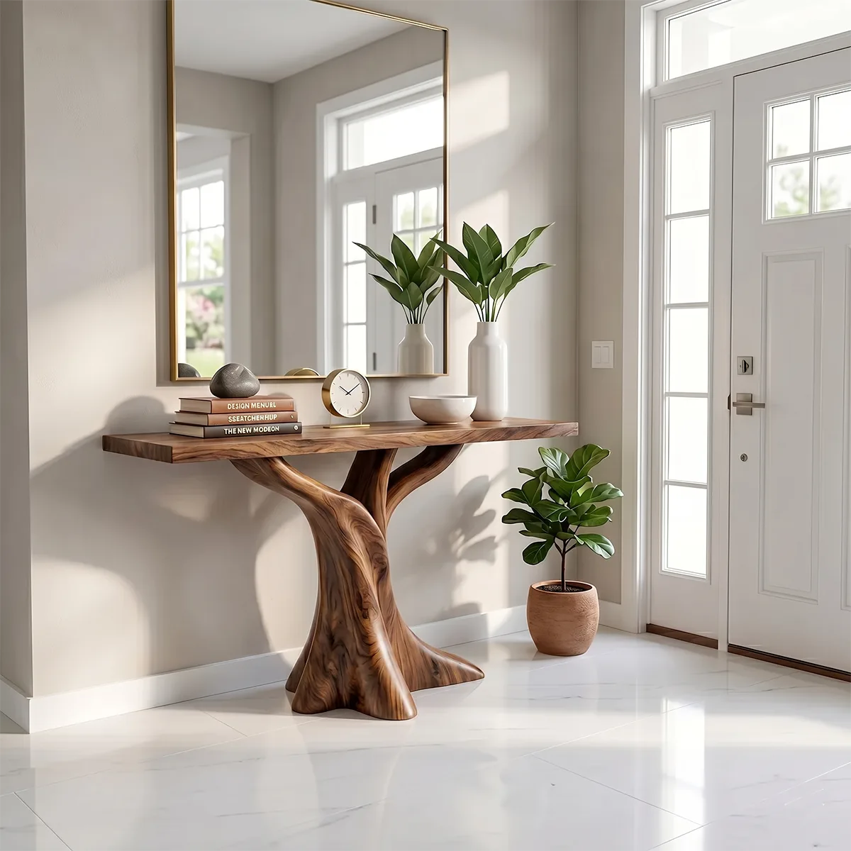Natural Wood Console Table | Modern Entryway Hallway Table