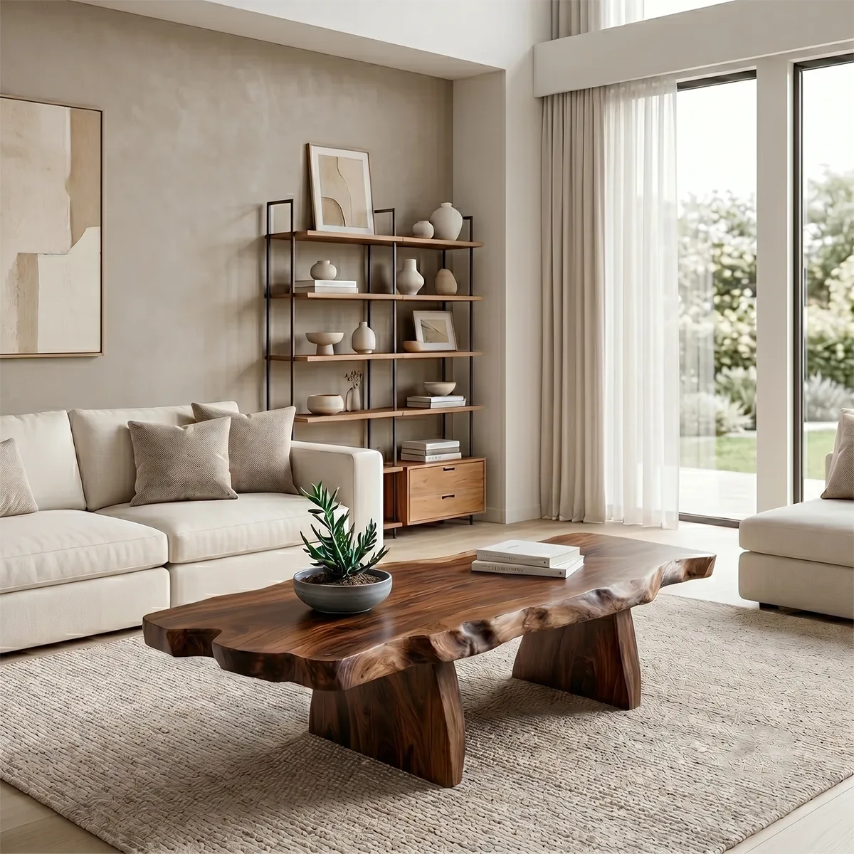 Live Edge Solid Wood Coffee Table – Rustic Organic Design TH003-1413