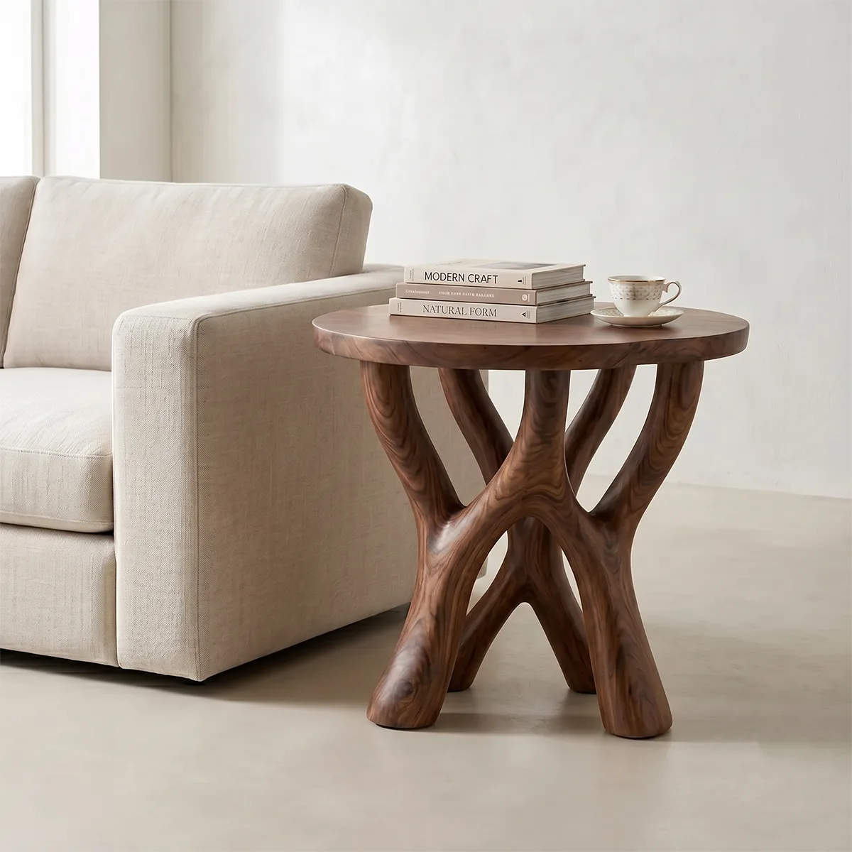 HandcraftedBranching Solid Wood Side Table | Sculptural End Table TH003-1117