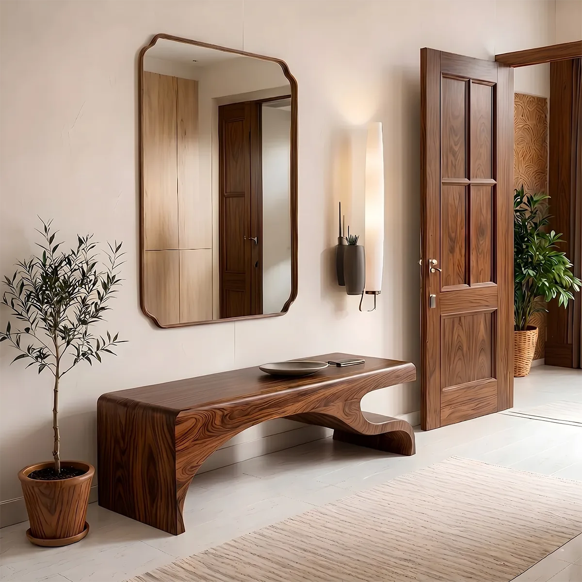 Organic Modern Solid Wood Entryway Bench