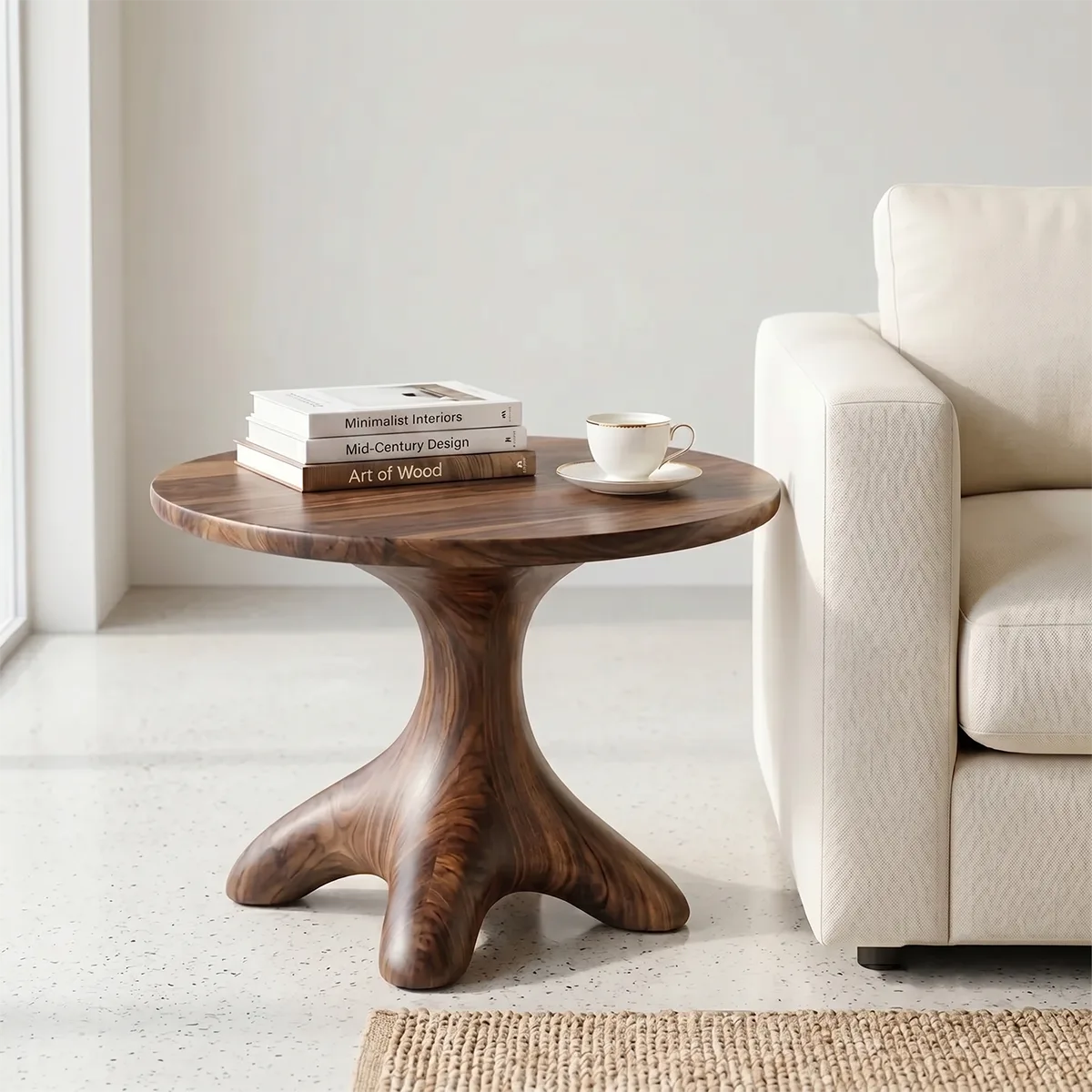 Solid Wood Root Pedestal Side Table | Organic End Table TH003-1660