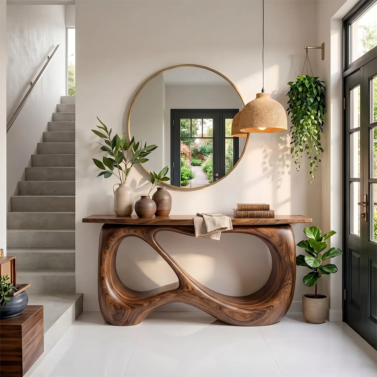 Organic Modern Wood Console Table | Hallway Entryway Table