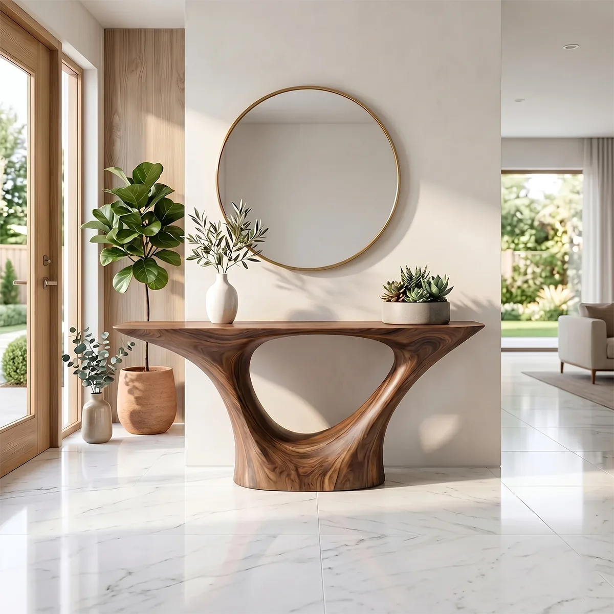 Natural Wood Console Table for Modern Entryway