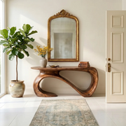 Artistic Solid Wood Entryway Table with Sculptural Design