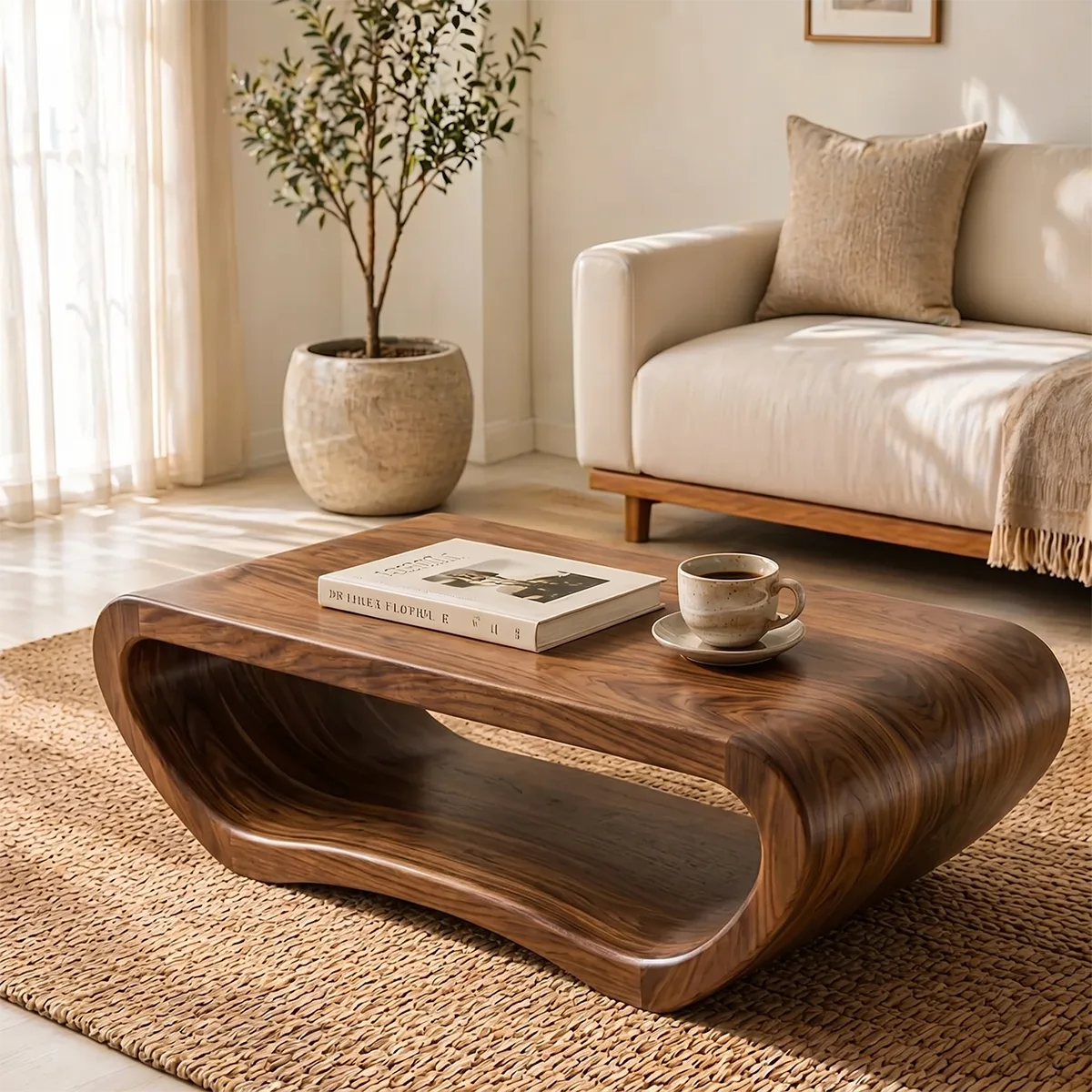 Modern Solid Wood Continuous Loop Coffee Table