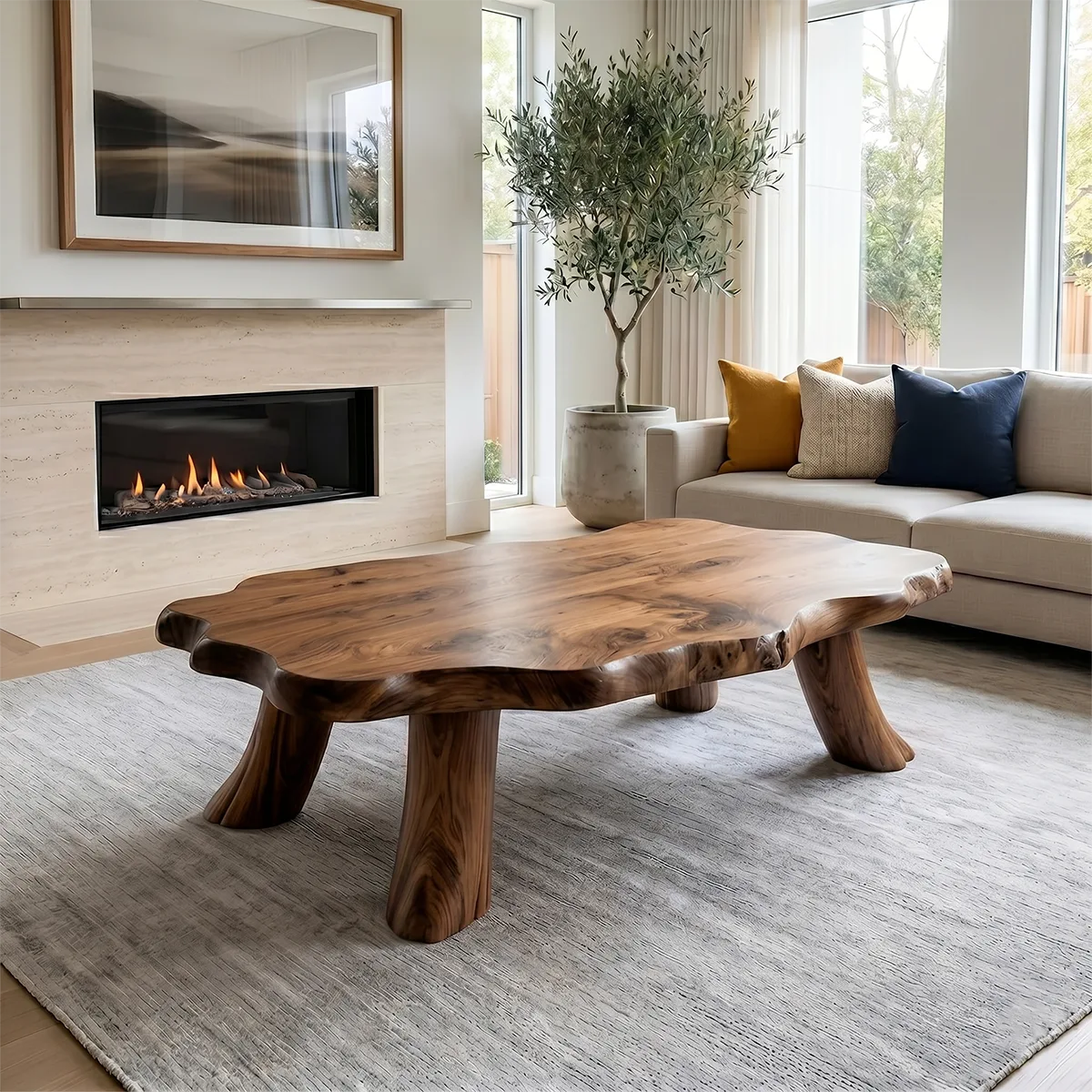 Live Edge Solid Wood Coffee Table for Modern Living Rooms TH003-8182