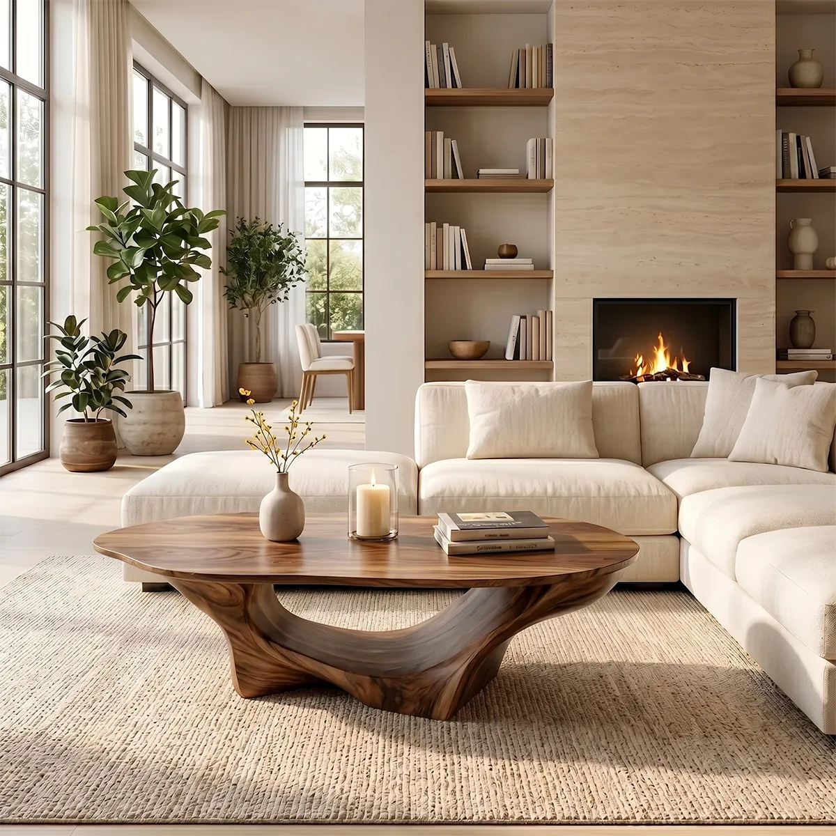 Organic Solid Wood Coffee Table – Sculptural Modern Design TH003-9719