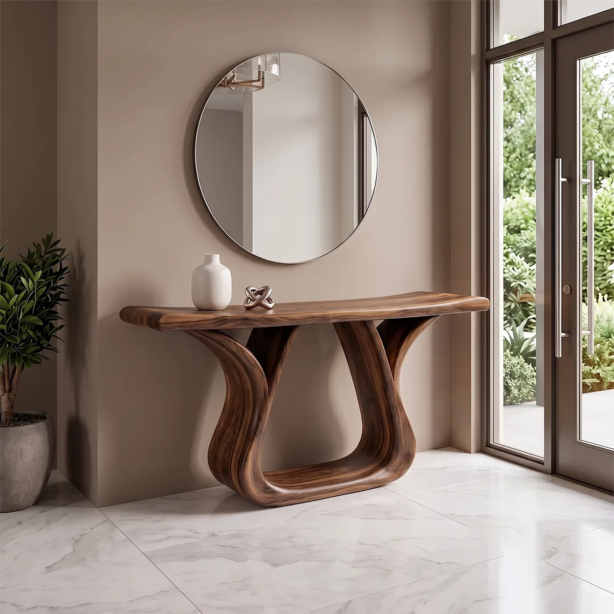 Modern Sculptural Console Table – Curved Entryway Table for Contemporary Homes TH003-9998