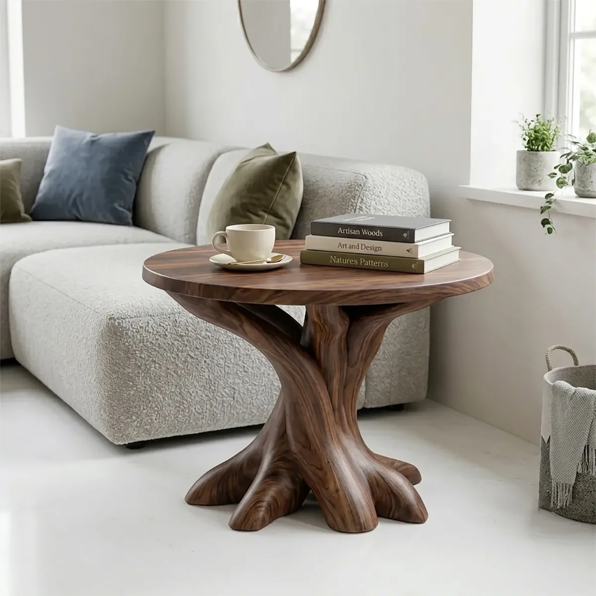 Sculptural Solid Wood Tree Root Side Table | Round End Table TH003-6762