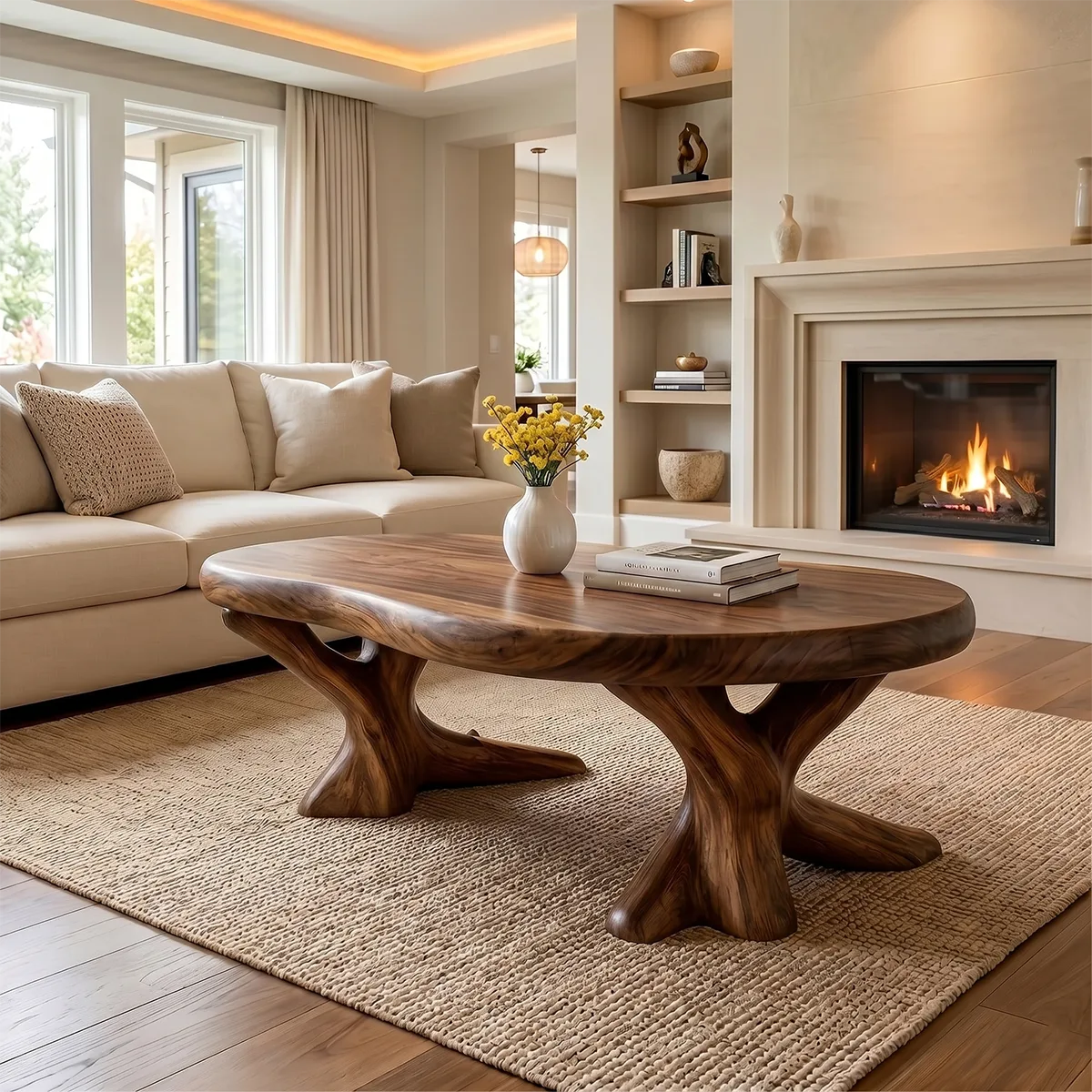 Organic Round Coffee Table for Modern Living Room Spaces TH003-5752