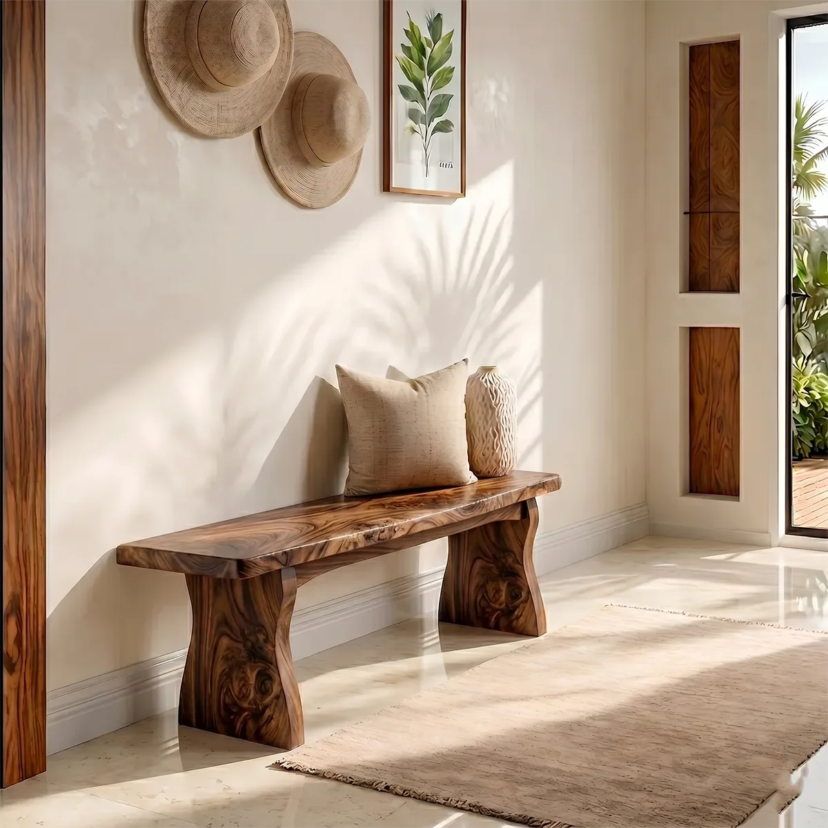 Minimalist Solid Wood Entryway Bench for Modern Hallway and Contemporary Living Spaces
