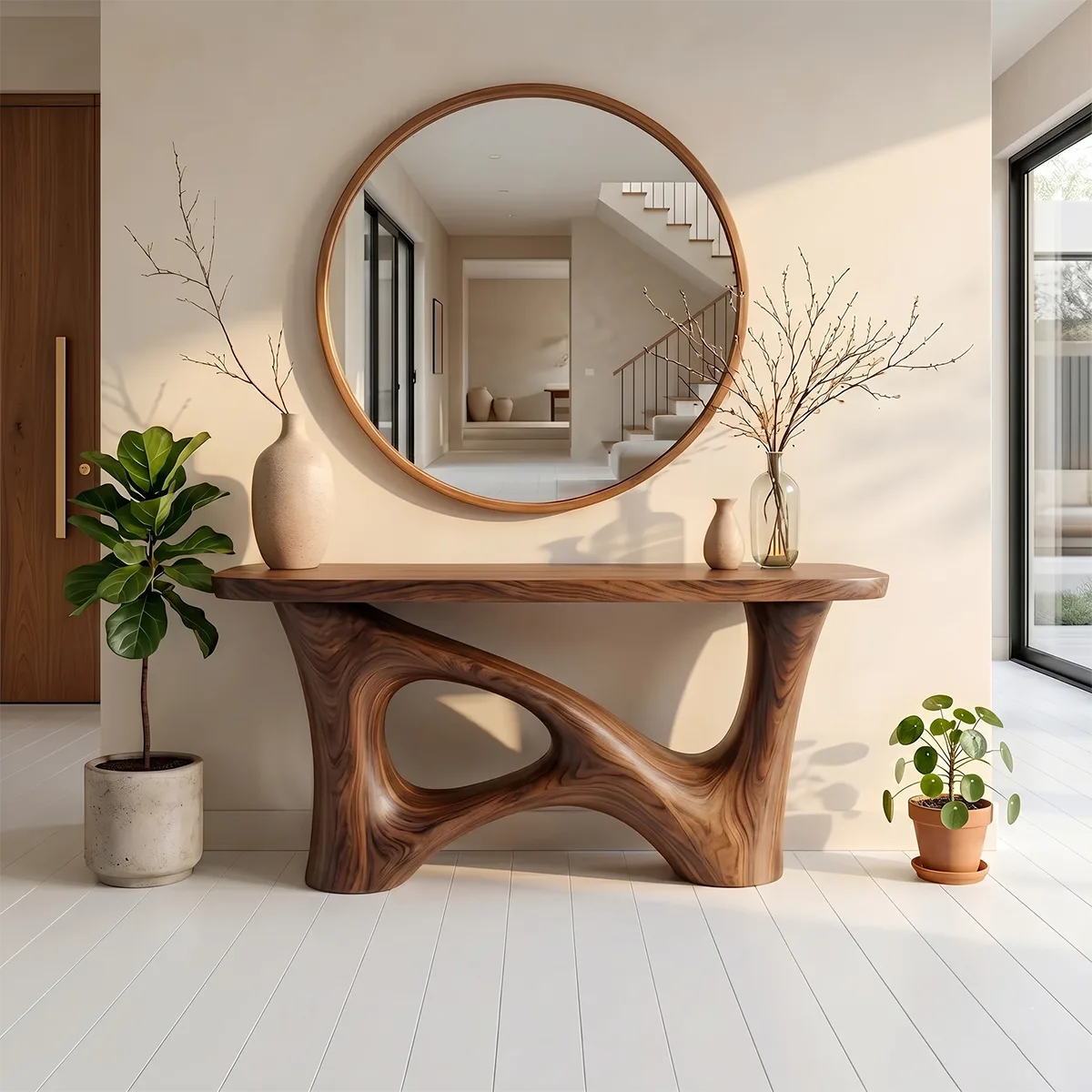 Organic Modern Wood Console Table | Sculptural Entryway Table