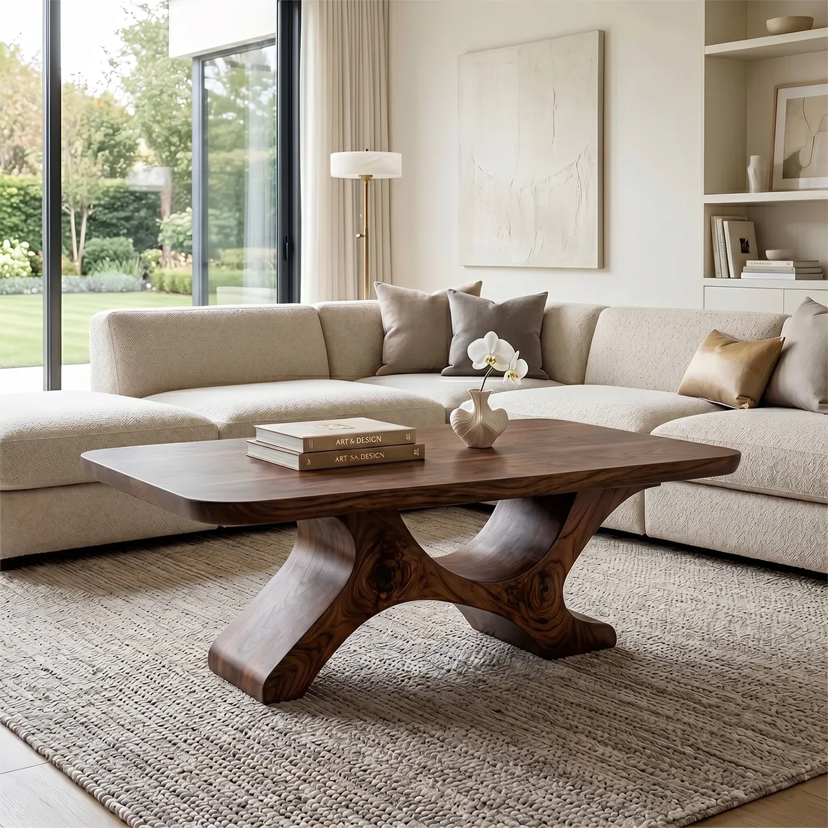 Modern Solid Wood Coffee Table – Sculptural Organic Design TH003-1365