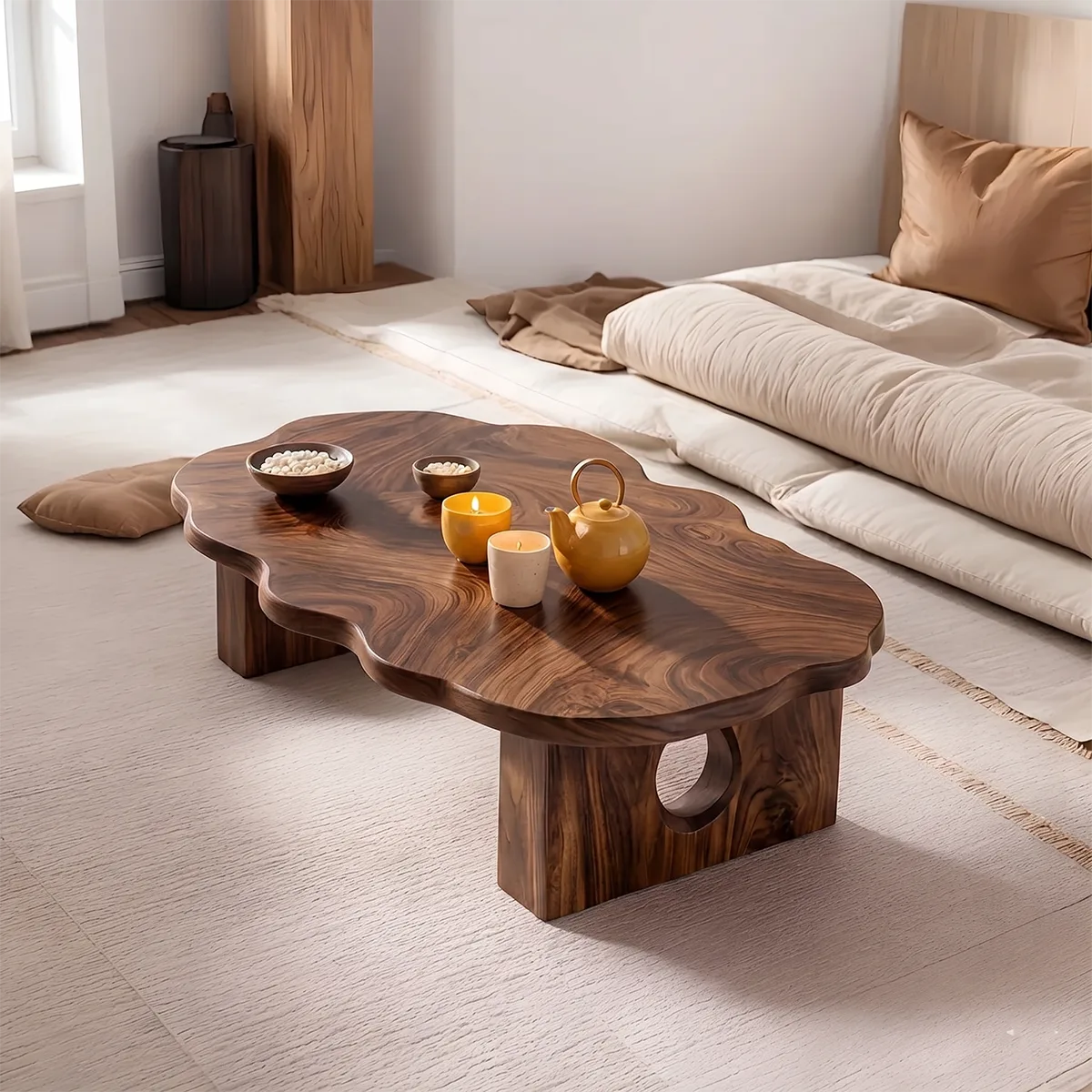 Modern Solid Wood Organic Low Floor Table